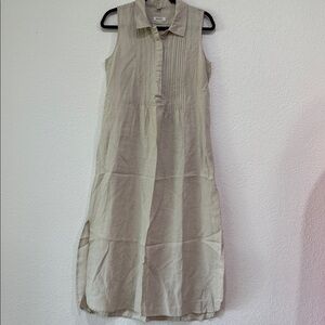 MALVIN I LOVE LINEN Beige Sleeveless Side Pockets Pintuck Pleats Pullover Sz M